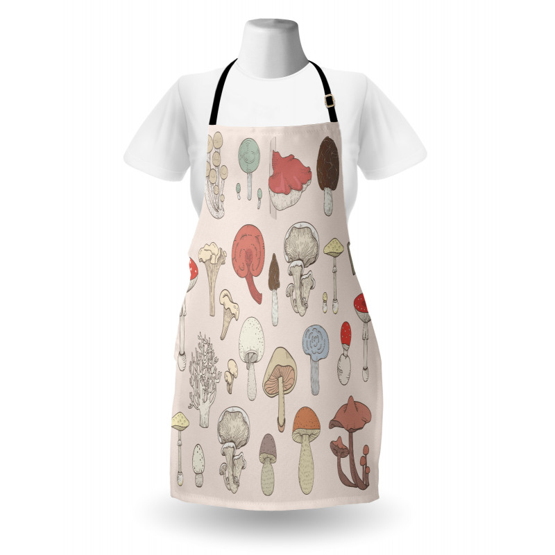 Pastel Various Mushrooms Apron