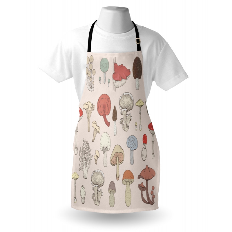 Pastel Various Mushrooms Apron