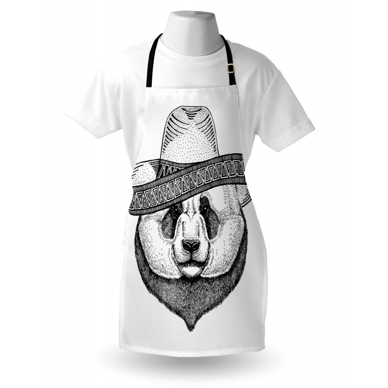 Single Panda Face in a Hat Apron