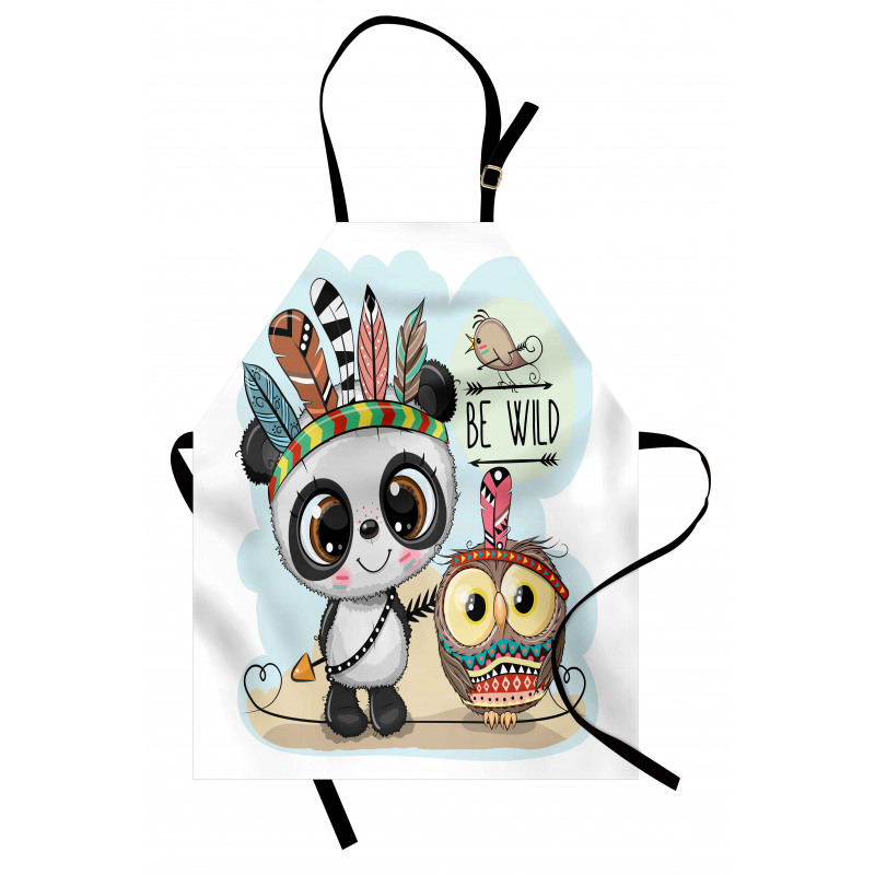 Panda Owl Bird in Feathers Apron