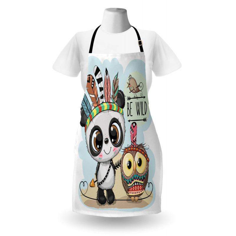 Panda Owl Bird in Feathers Apron