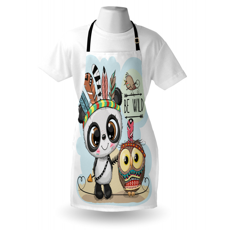 Panda Owl Bird in Feathers Apron