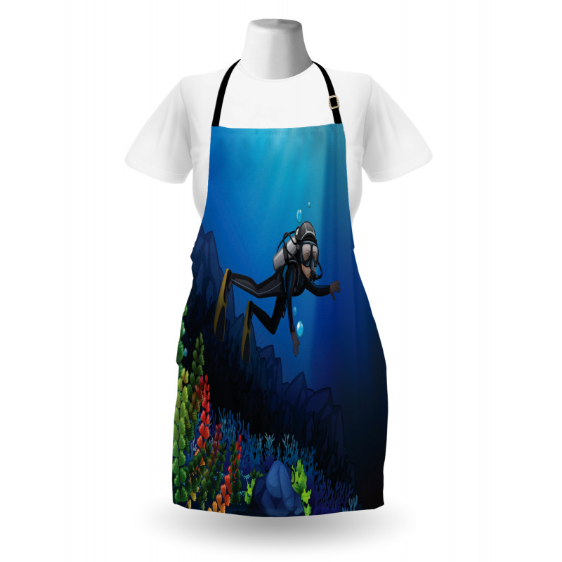 Scuba Diver Exploring Art Apron