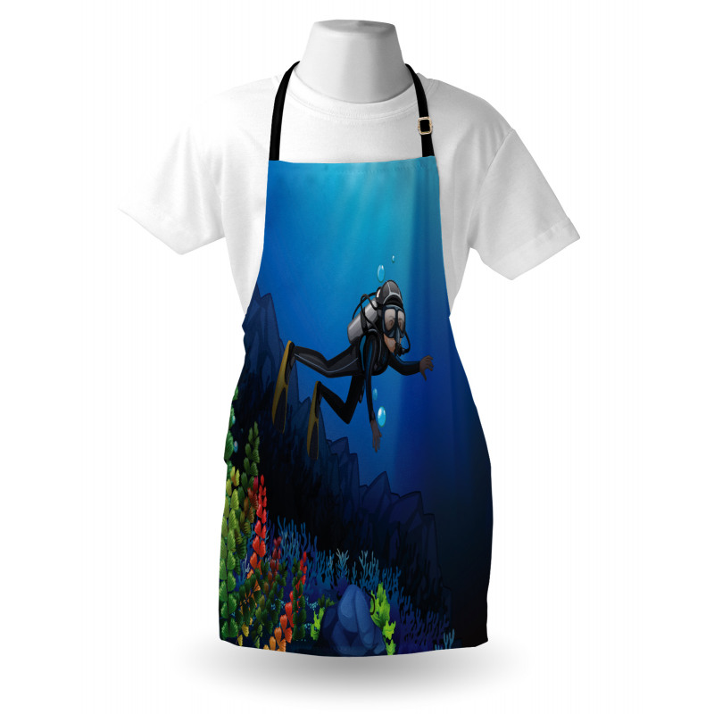 Scuba Diver Exploring Art Apron