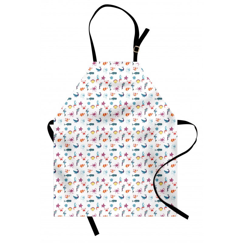 Doodle Style Sea Elements Apron