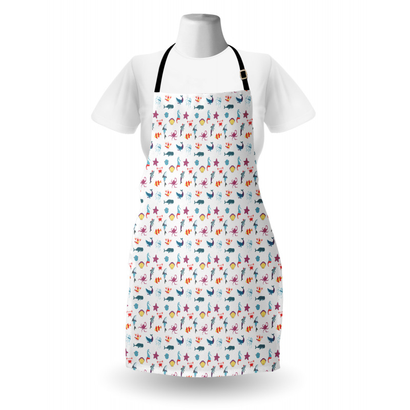 Doodle Style Sea Elements Apron