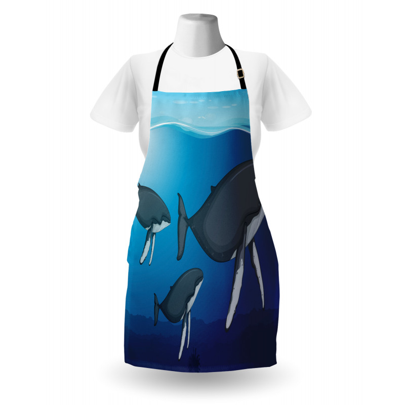 Swimming Whales Scenery Apron