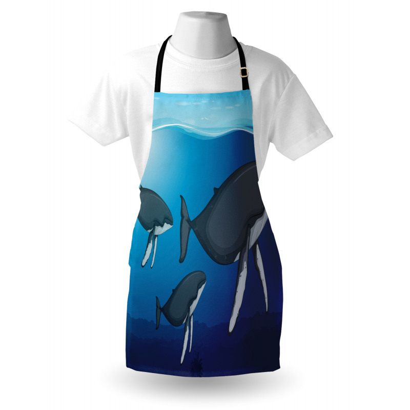 Swimming Whales Scenery Apron