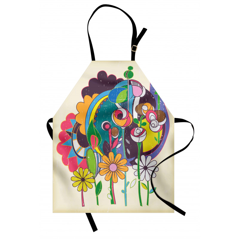 Grunge Style Flowers Artwork Apron