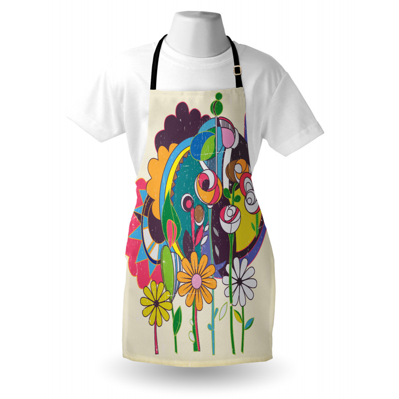 Grunge Style Flowers Artwork Apron