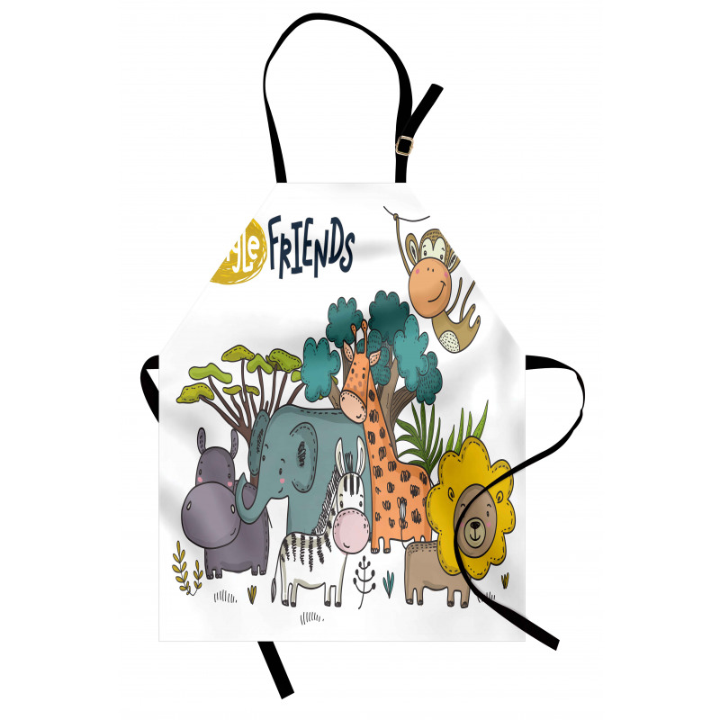 Cartoon Jungle Friends Fauna Apron