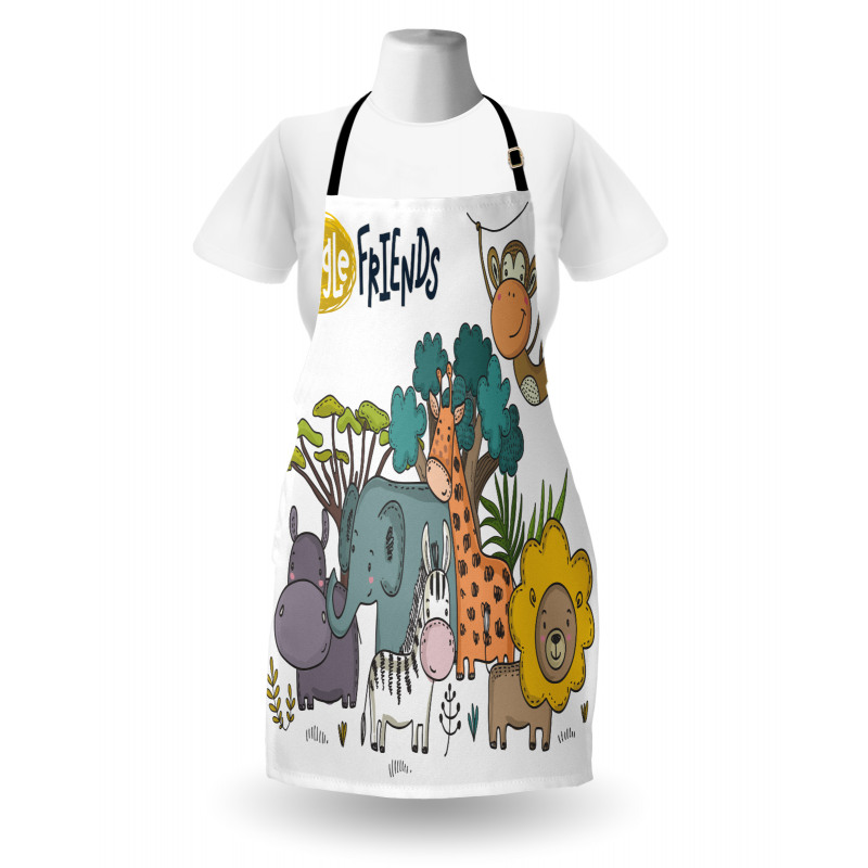 Cartoon Jungle Friends Fauna Apron