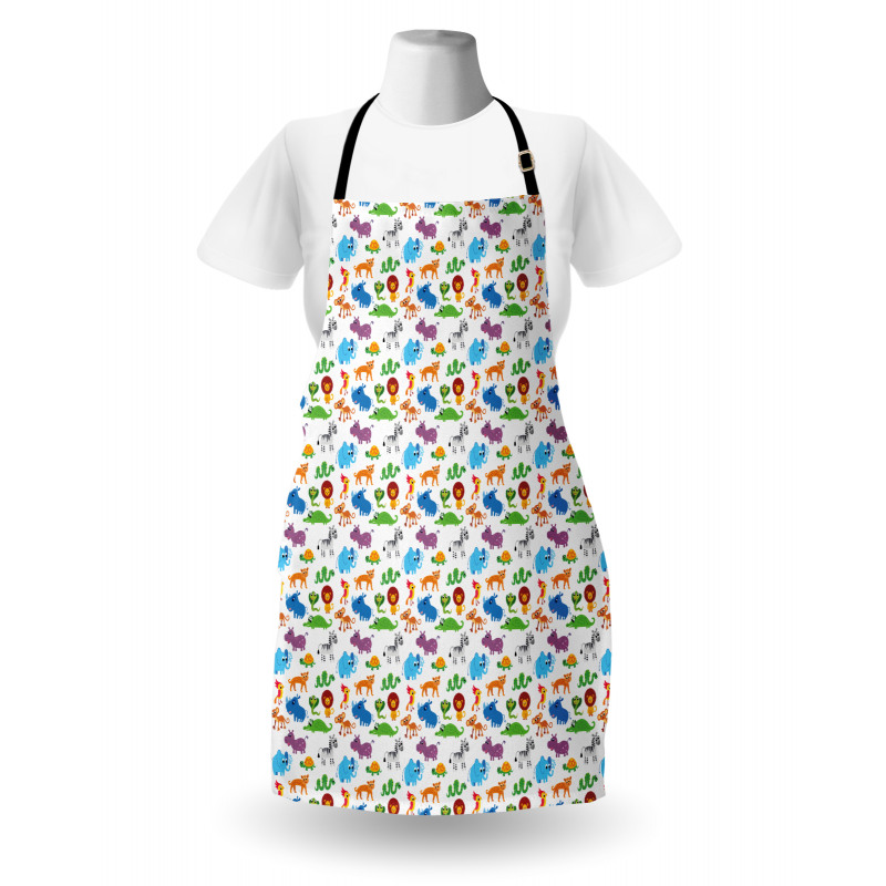 Zoo Childish Cartoon Image Apron