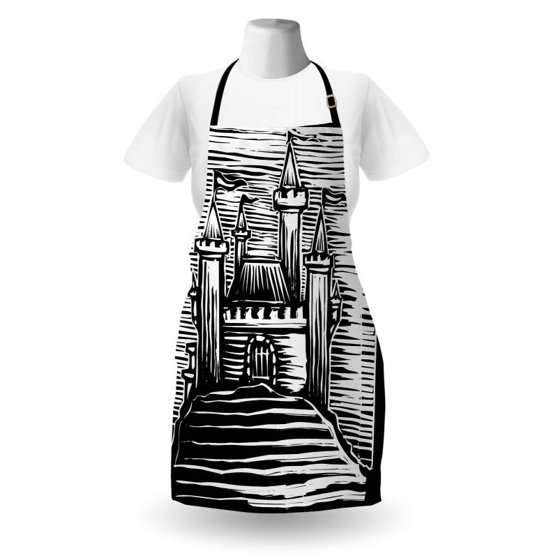 Woodcut Medieval Fortress Apron