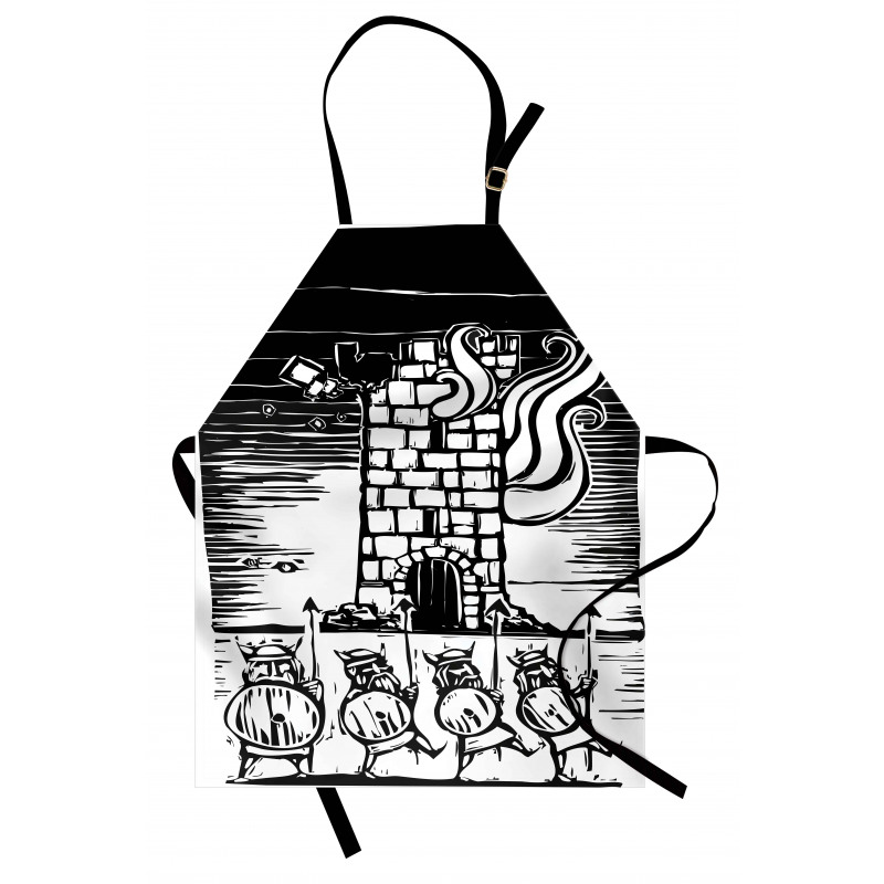 Woodcut Style Viking Tower Apron