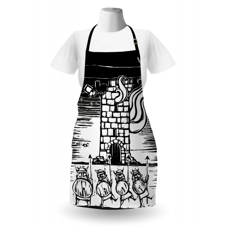 Woodcut Style Viking Tower Apron