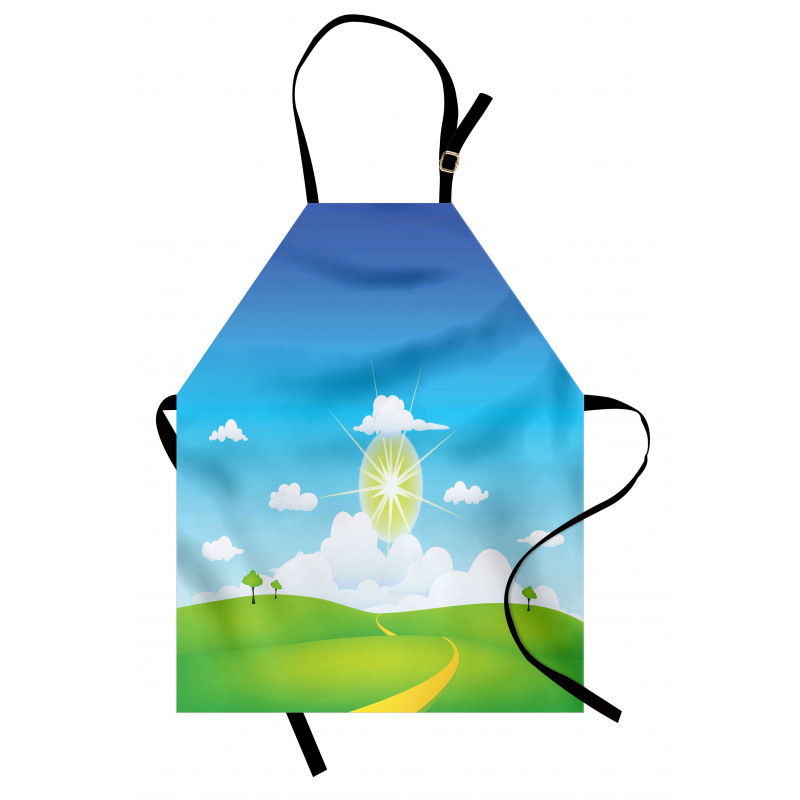 Grass Hill Sun and Clouds Apron