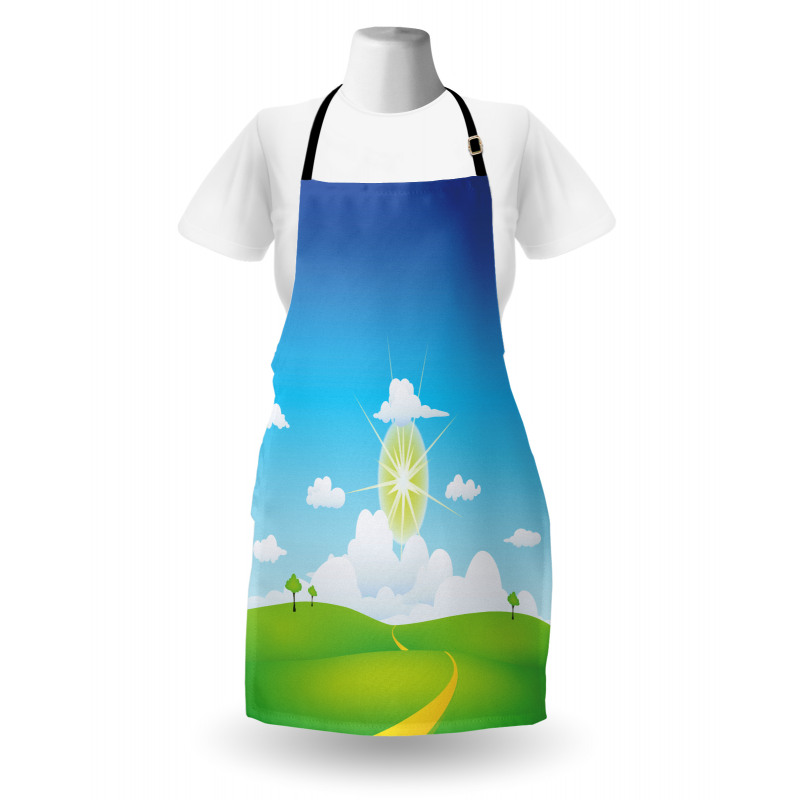 Grass Hill Sun and Clouds Apron