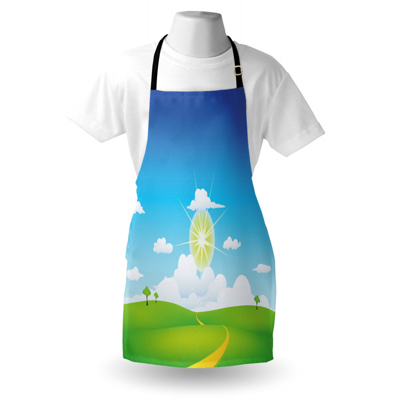 Grass Hill Sun and Clouds Apron