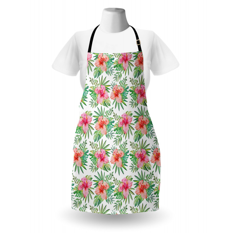 Hibiscus Monstera Palm Leaves Apron