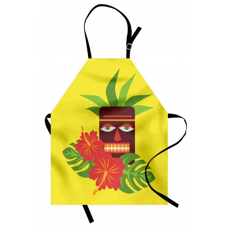 Tiki Mask and Exotic Hibiscus Apron