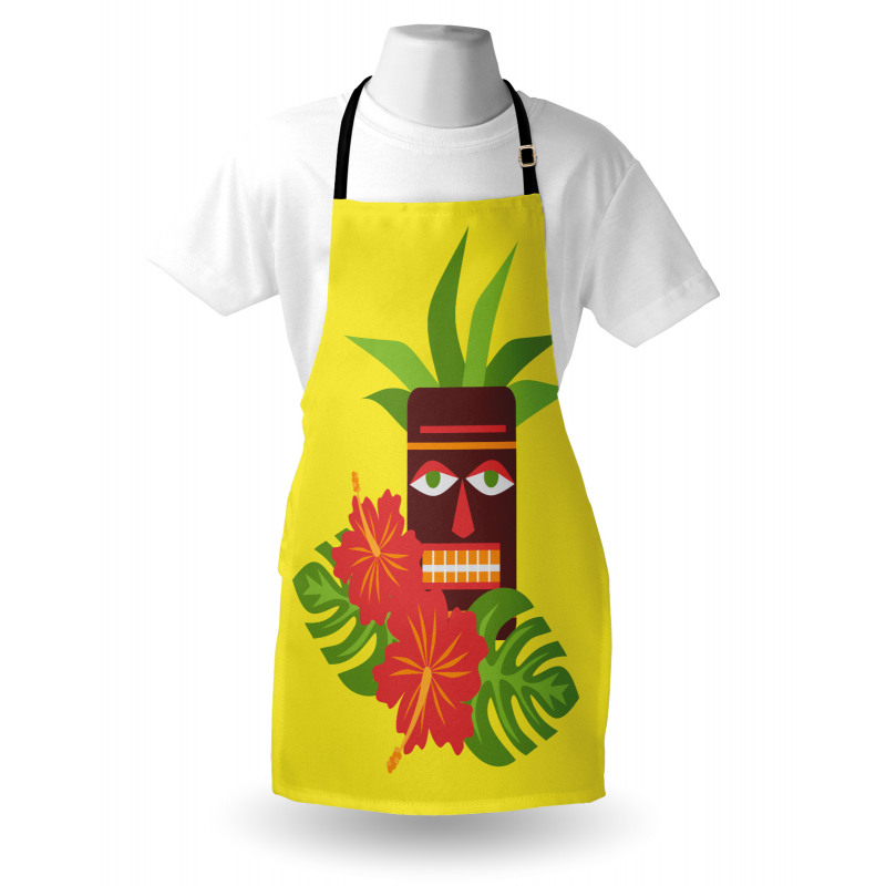 Tiki Mask and Exotic Hibiscus Apron