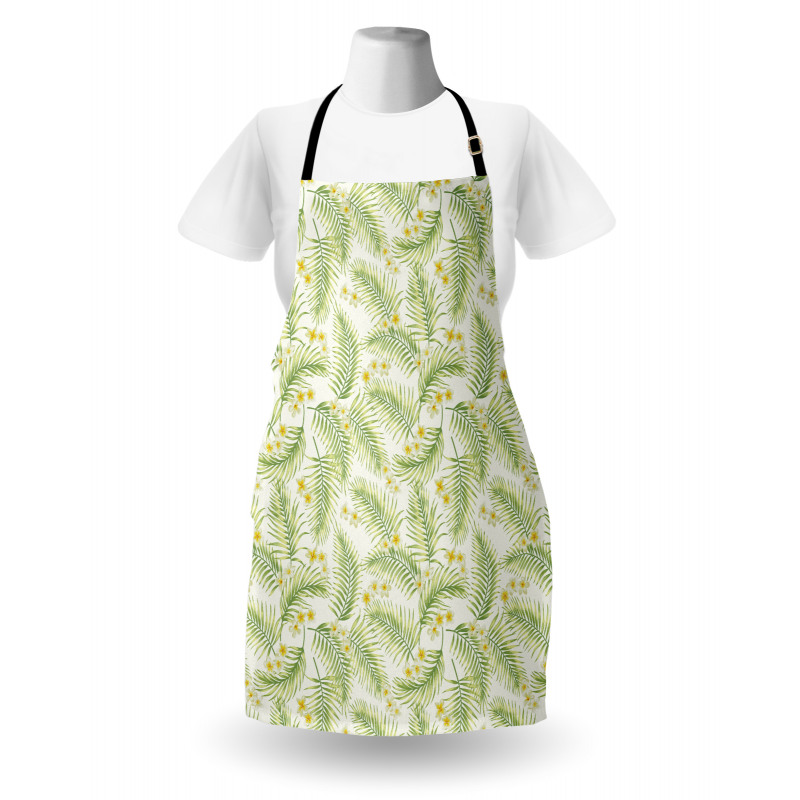 Botanical Plumeria Palm Leaves Apron