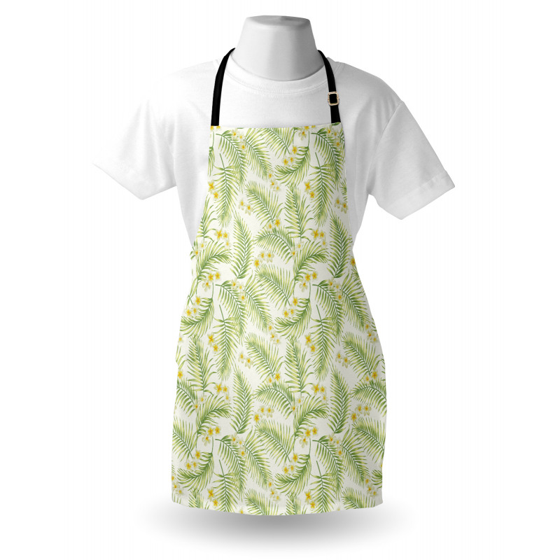 Botanical Plumeria Palm Leaves Apron