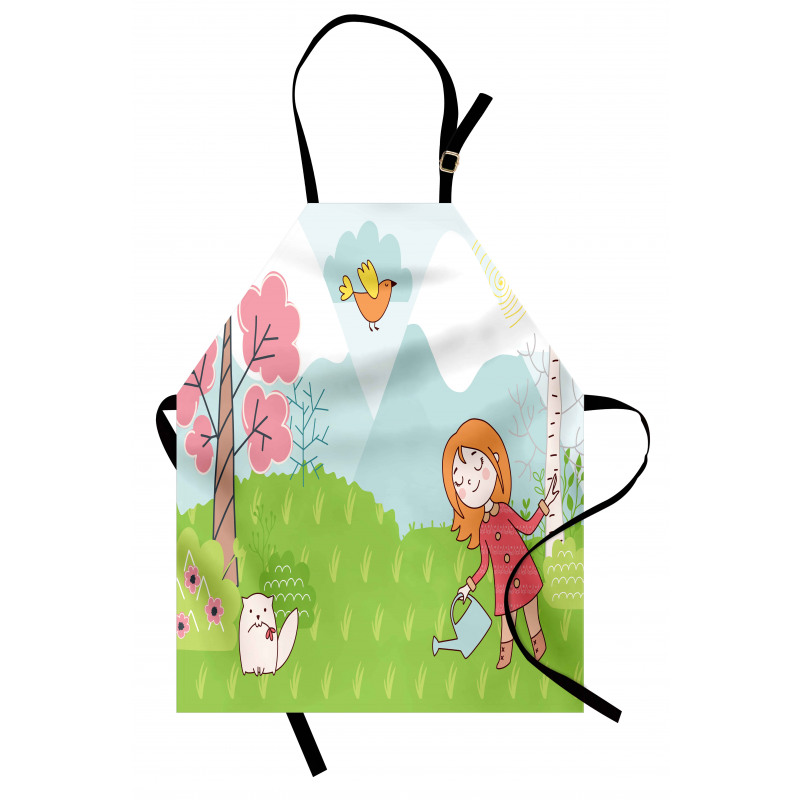 Cartoon Girl Animal in Wood Apron