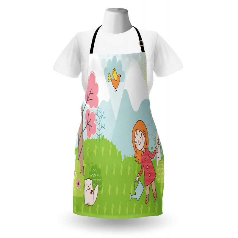 Cartoon Girl Animal in Wood Apron