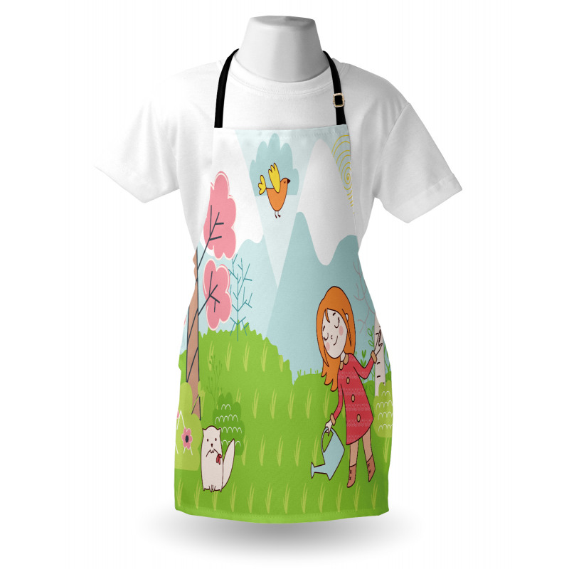 Cartoon Girl Animal in Wood Apron