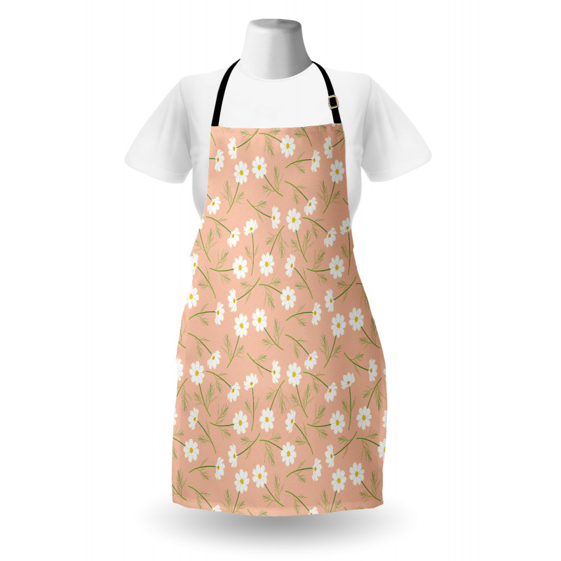 Rhythmic White Cosmos Flower Apron