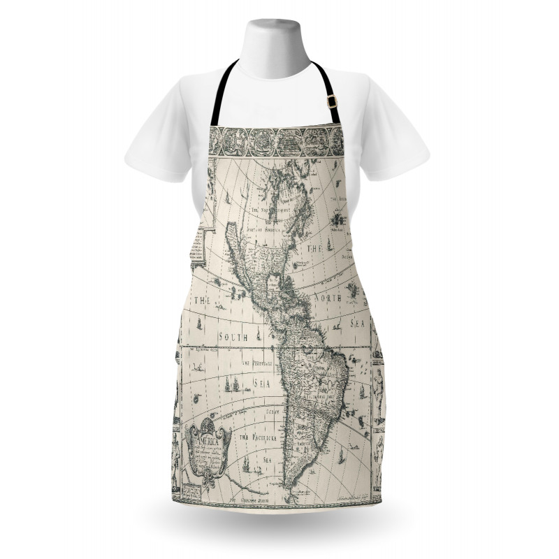 Haritalar Mutfak Önlüğü Antik Amerika Haritası