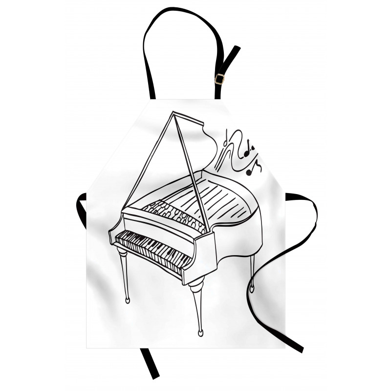 Monochrome Piano Drawing Apron