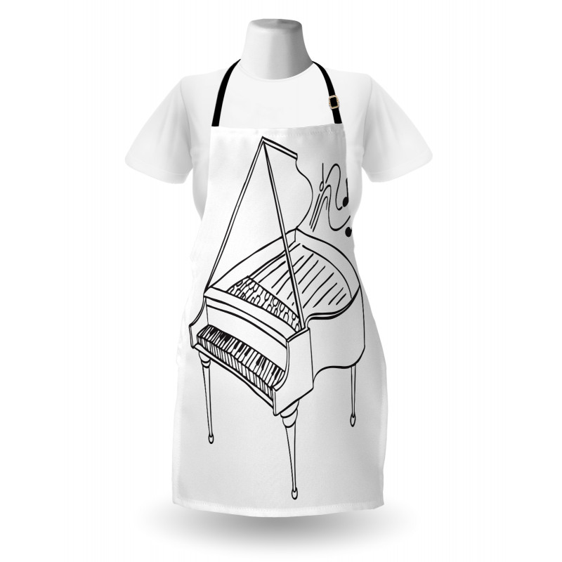 Monochrome Piano Drawing Apron