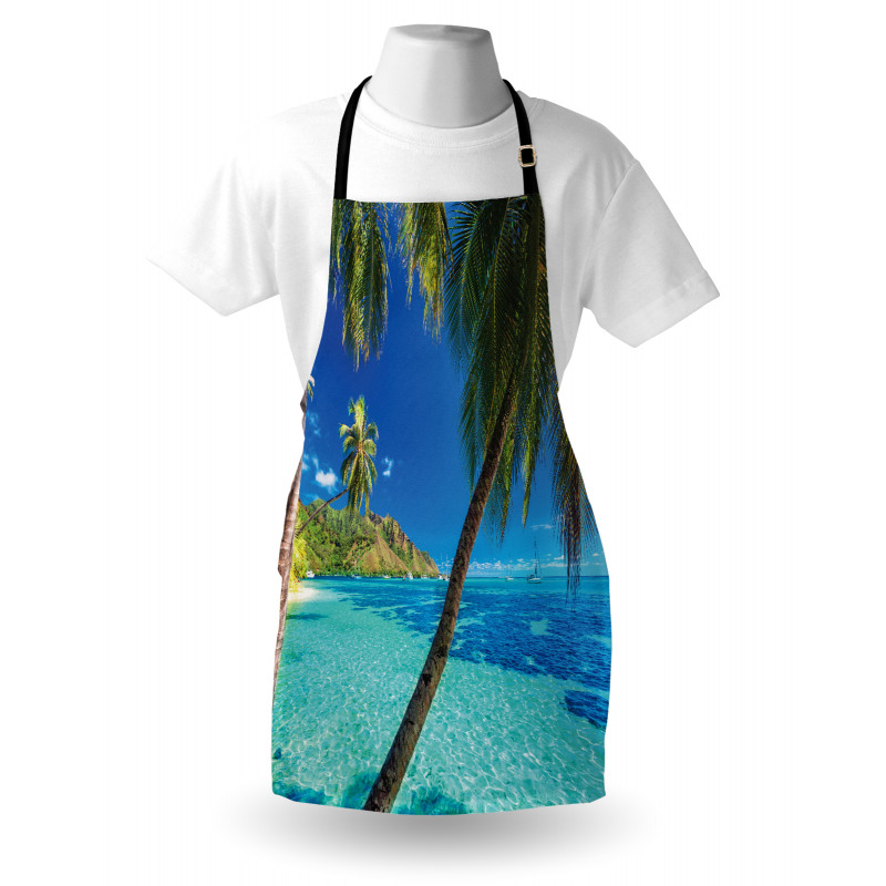 Deniz Mutfak Önlüğü Tropik Adadaki Palmiye