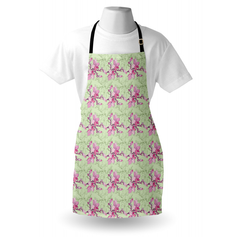 Pinkish Flower Silhouettes Apron