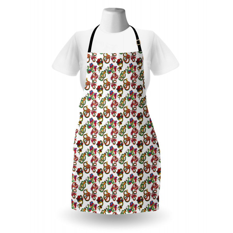 Flowers and Snakes Ornaments Apron