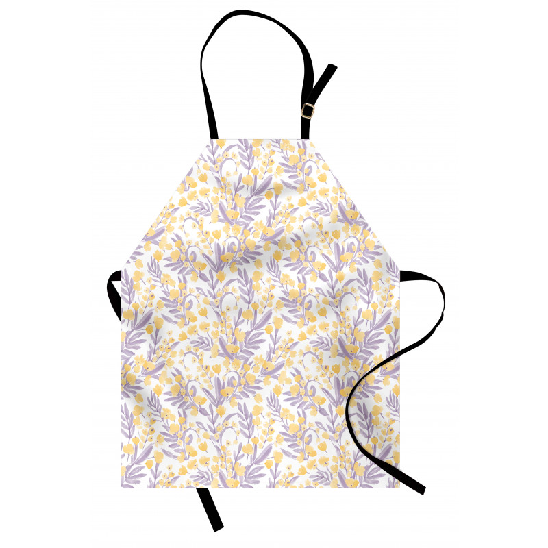 Pastel Tone Flowers Leaves Apron