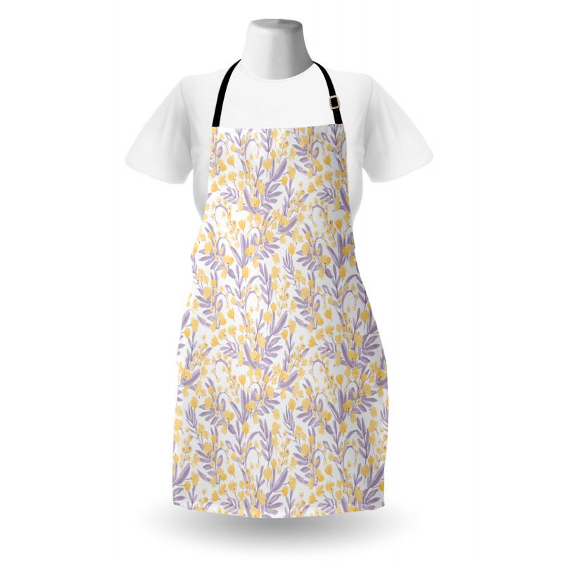 Pastel Tone Flowers Leaves Apron