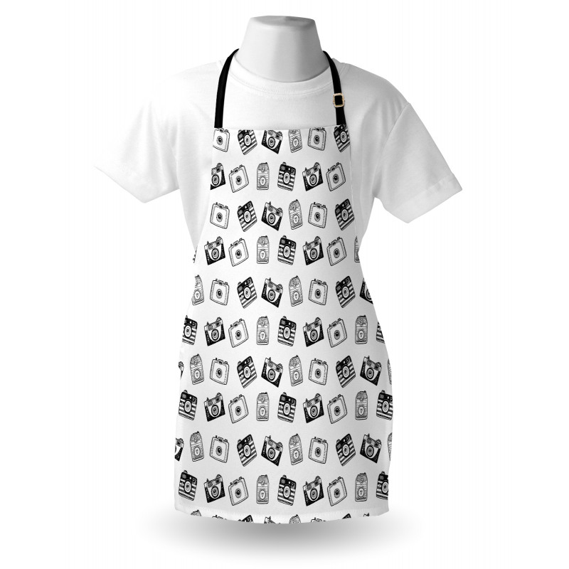 Pencil Drawn Retro Cameras Apron