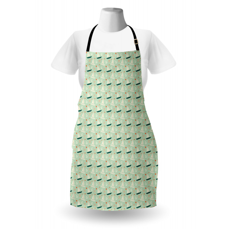 Lifebuoy Sailboats Stars Apron