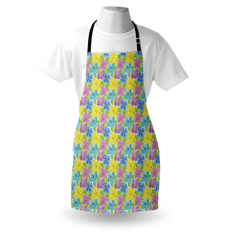 Watercolor Flower and Leaves Apron