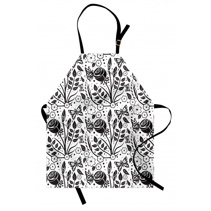 Monochromatic Butterfly Rose Apron