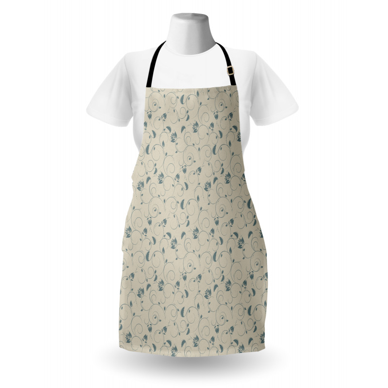 Leafy and Floral Curlicue Apron