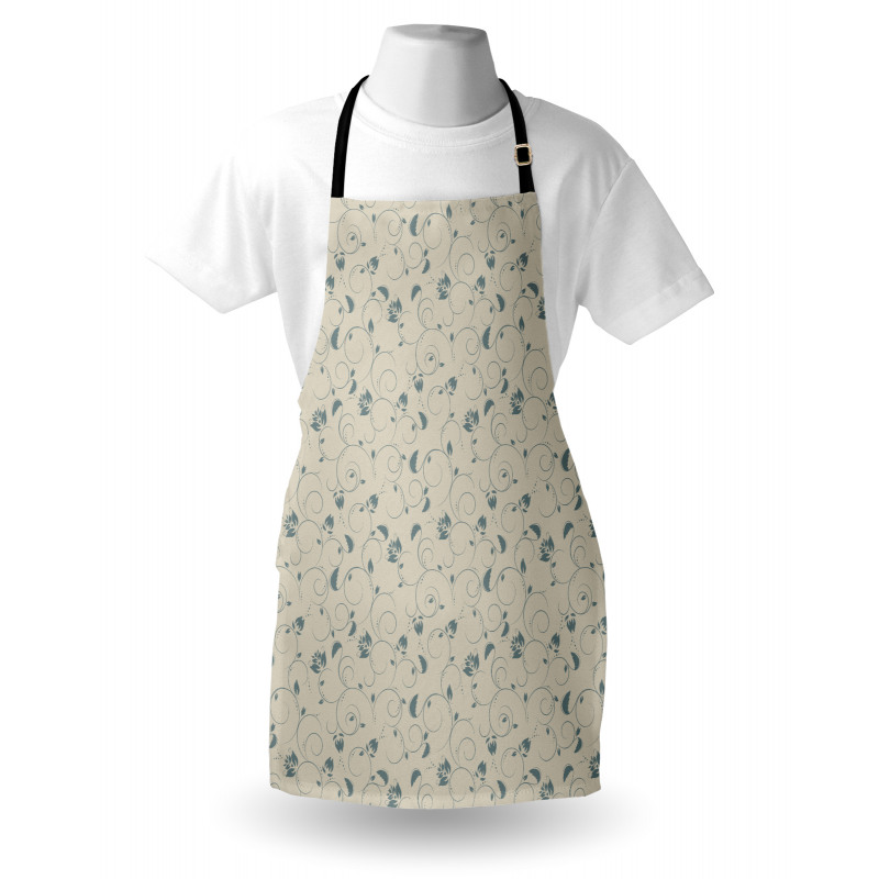 Leafy and Floral Curlicue Apron