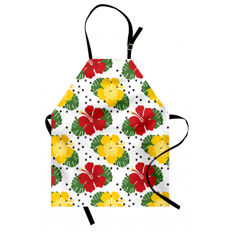 Grunge Dots and Hibiscus Apron