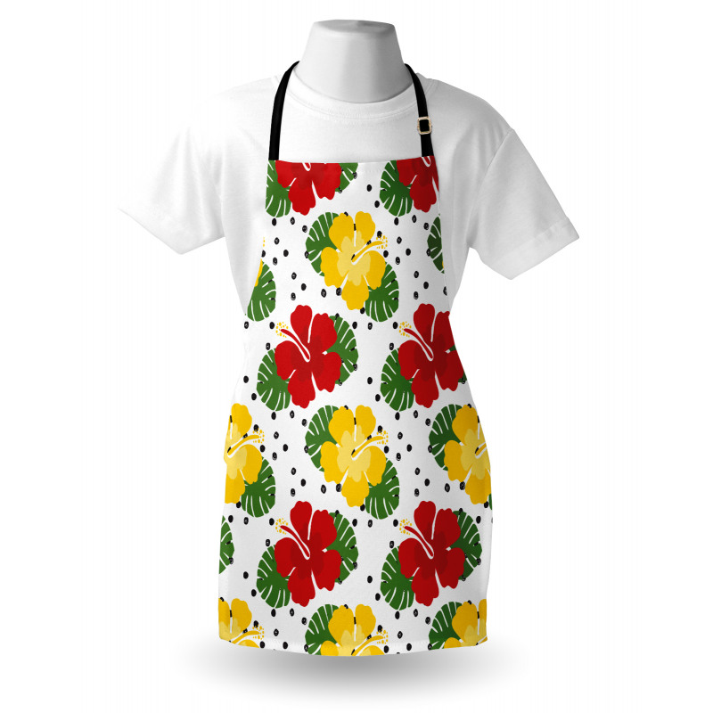 Grunge Dots and Hibiscus Apron