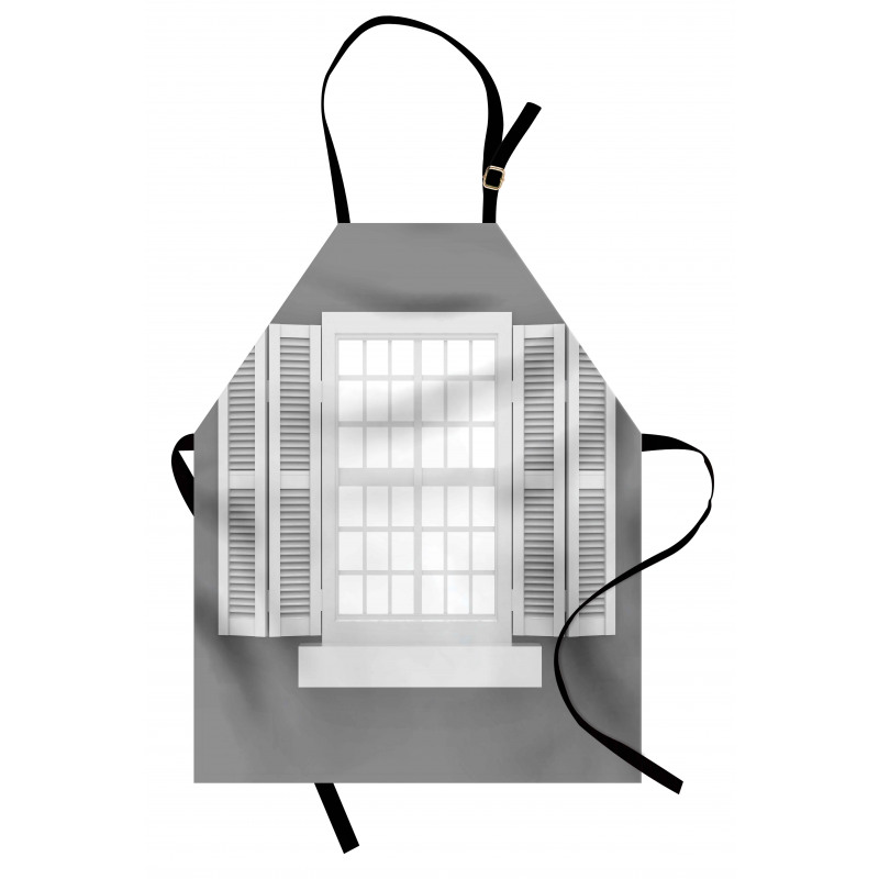 Dijital Sanat Mutfak Önlüğü Beyaz Ahşap Pencere