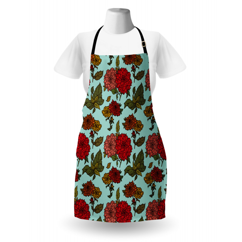 Detailed Large Flowers Scene Apron